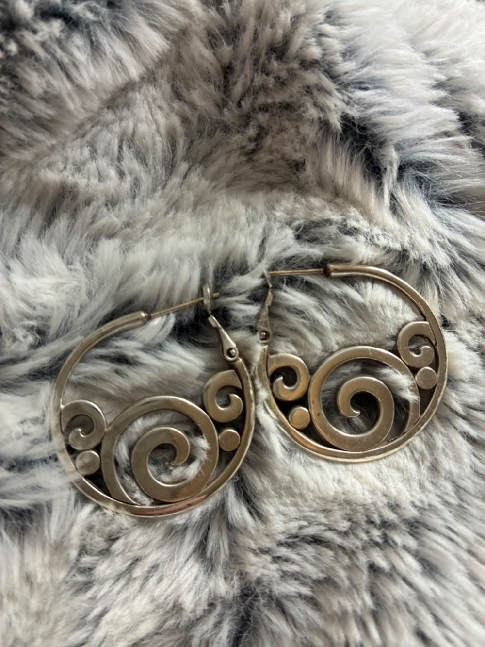 Retired - Brighton French Clip 1.25" Round Swirl Earrings with Rhinestones - Picture 2 of 4